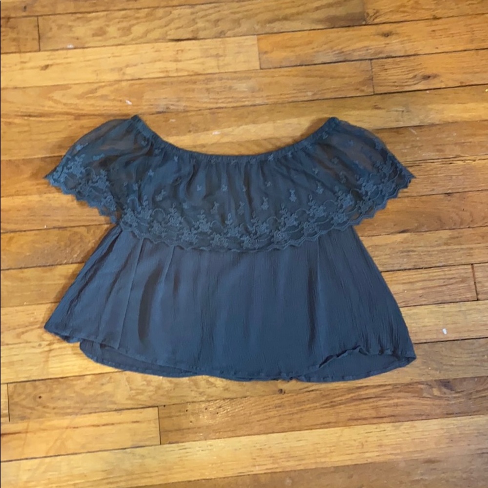 Love Culture green off-shoulder flowy lace top